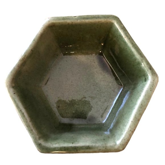 HAEGER Vtg Pottery 4002 USA Olive Green Hexagon Stoneware Planter Succlent Cacti - Picture 1 of 3